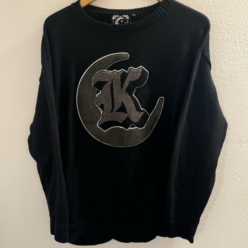 Killstar Pullover Knit Sweater Chenille Moon Patch Unisex XXL